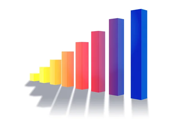 Gráfico de barras mostrando crescimento - renderização 3d — Fotografia de Stock