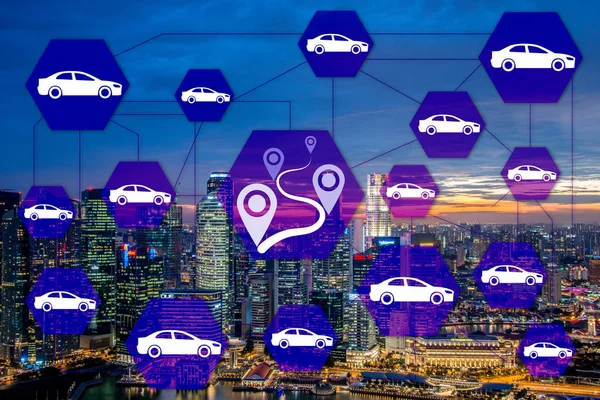 Concetto di car sharing e carpooling in città — Foto Stock