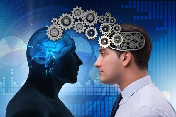 Cognitive computing concept as future technology with businessma — Stock Photo, Image