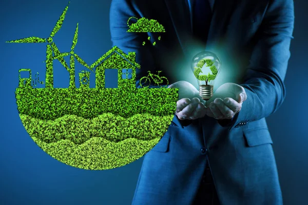Affärsman i ekologiska gröna koncept — Stockfoto