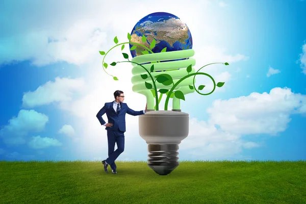 Concept of energy efficiency with lightbulb — Stock Photo, Image