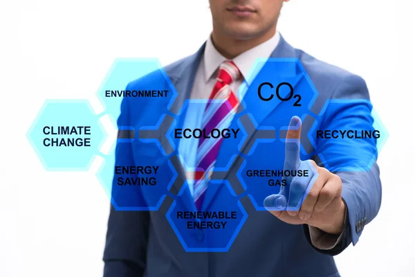 Zakenman in ecologie en milieu concept — Stockfoto