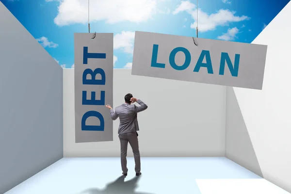 빚과 대출 개념에 있는 사업가 — 스톡 사진