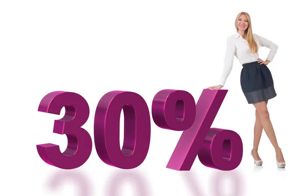 Woman in 30 percent sale concept — Stock Photo, Image