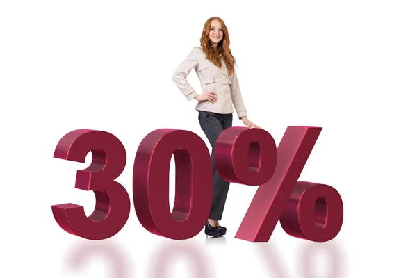 Woman in 30 percent sale concept — Stock Photo, Image