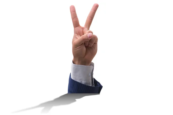 Руки, що показують знак перемоги в бізнес-концепції — стокове фото