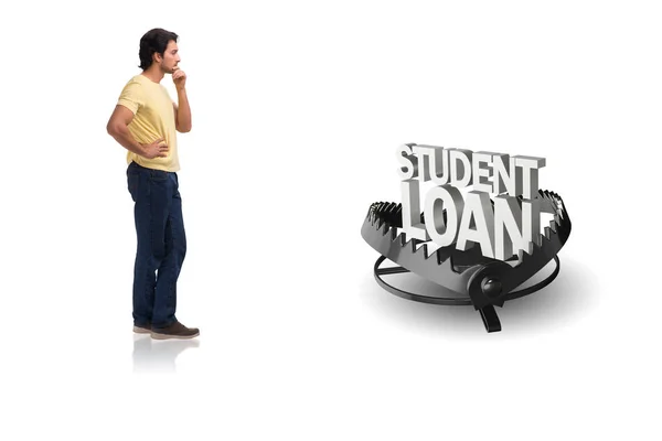 Young student in loan and debt concept — Stock Photo, Image