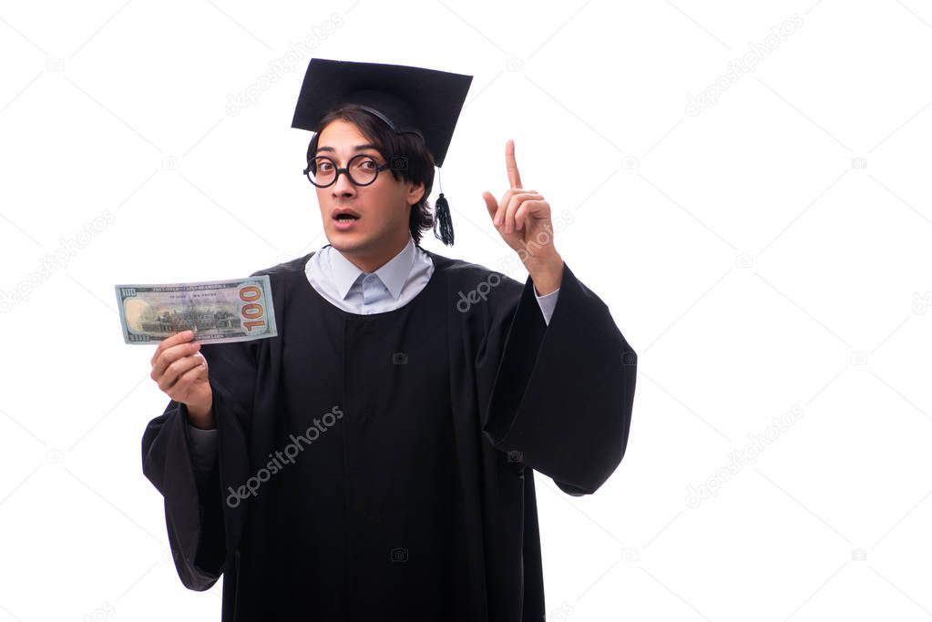 Young handsome man graduating from university  