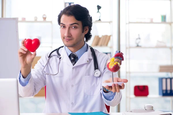 Joven médico cardiólogo guapo delante de la pizarra blanca —  Fotos de Stock