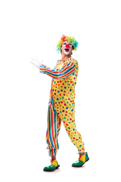 Grappige clown geïsoleerd op witte achtergrond — Stockfoto