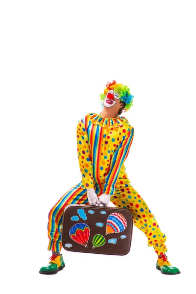 Männlicher Clown isoliert auf weiß — Stockfoto