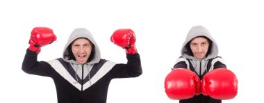 Beyaz tenli komik boksör.