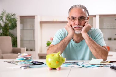 Bütçe planlama konseptinde beyaz sakallı yaşlı adam 
