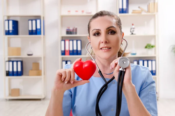 Жінка-лікар кардіолог працює в клініці — стокове фото
