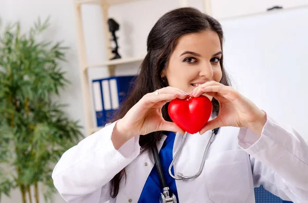 診療所で働く女性医師心臓専門医 — ストック写真