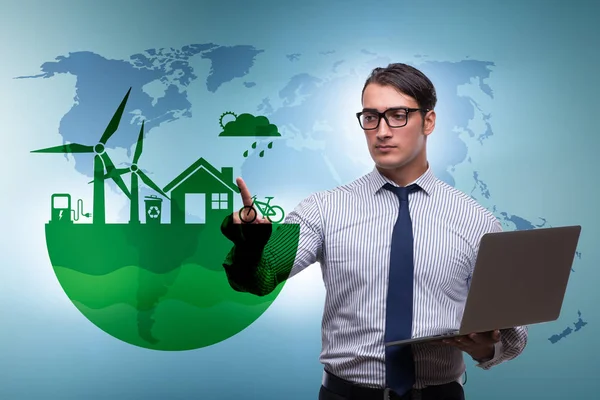 Zakenman in ecologische groene concept — Stockfoto