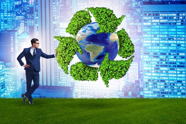 Businessman in recycling ecological concept — Stock Photo, Image