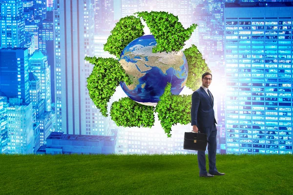 Businessman in recycling ecological concept — Stock Photo, Image