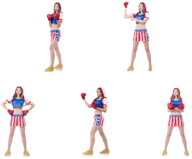 Genç bayan boksör, beyaz tenli. 