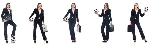 Businesslady con bola en blanco —  Fotos de Stock