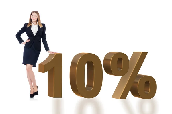 Woman in 10 percent sale concept — Stock Photo, Image