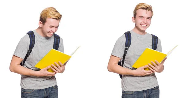 Jeune étudiant isolé sur fond blanc — Photo