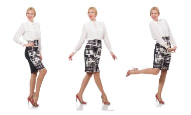 Güzel sarışın kız beyaz izole