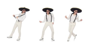 beyaz izole sombrero giyen Meksikalı adam