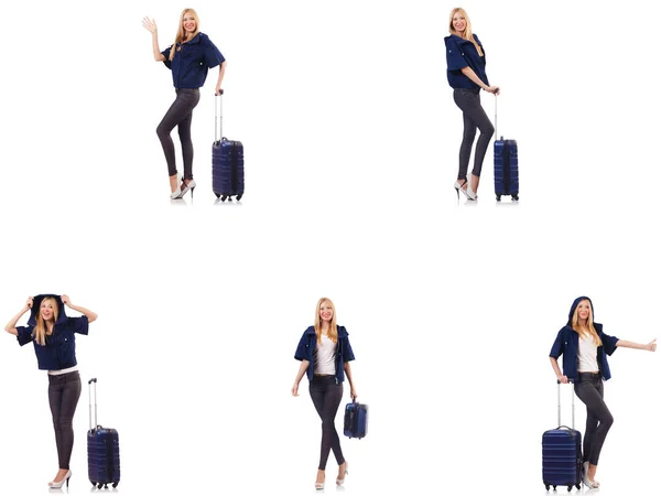 Gyönyörű nő bőrönddel nyaralás koncepció — Stock Fotó