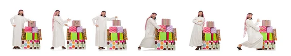 Arabische man met shopping tassen — Stockfoto
