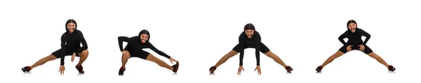 Young man doing sports isolated on the white — Stock Photo, Image