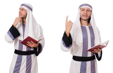 Arap adam beyaz izole Kur'an ile