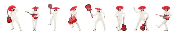 Guitarrista mexicano aislado en blanco — Foto de Stock