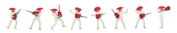 Guitarrista mexicano isolado em branco — Fotografia de Stock