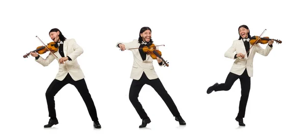 화이트에 바이올린을 가진 남자 — 스톡 사진