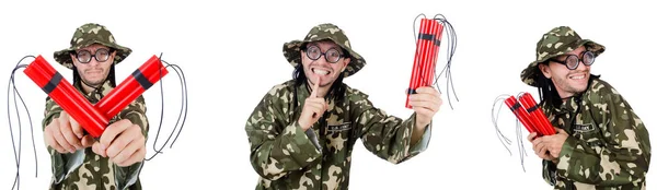 Смішний солдат ізольований на білому — стокове фото