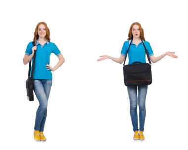 Beyaz tenli genç öğrenci.