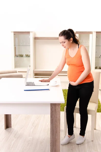 Jonge zwangere vrouw thuis werken — Stockfoto