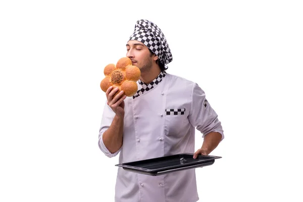 Young male baker isolated on white — Stock Photo, Image