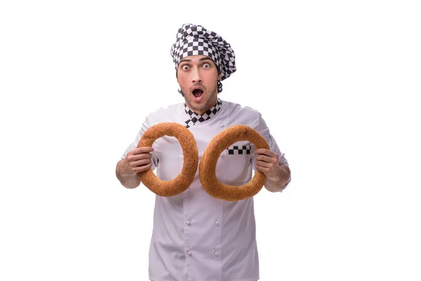 Young male baker isolated on white — Stock Photo, Image