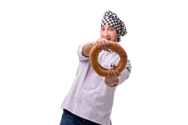 Young male baker isolated on white — Stock Photo, Image