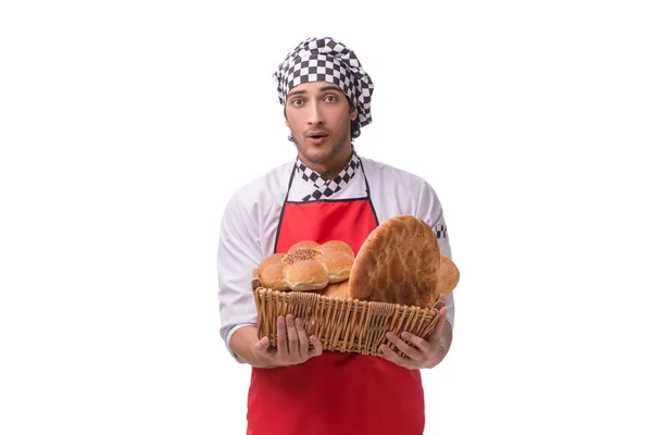 Young male baker isolated on white — Stock Photo, Image