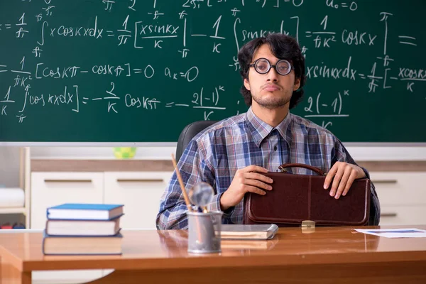 Funny male math teacher in the classroom — Stock Photo, Image