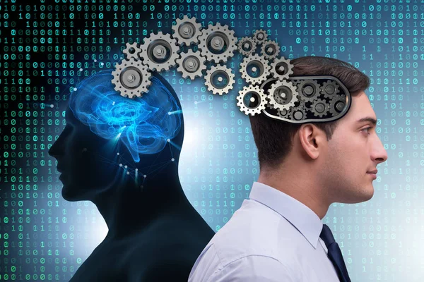 Cognitive computing concept as future technology with businessma — Stock Photo, Image