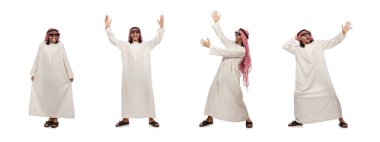 Beyaz izole mutlu Arap adam