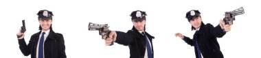 Polis memuru beyazda izole edilmiş.