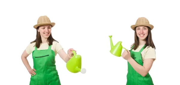 Mujer con agua puede aislar en blanco —  Fotos de Stock