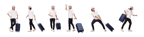 Viaggio concetto di vacanza con bagagli su bianco — Foto Stock