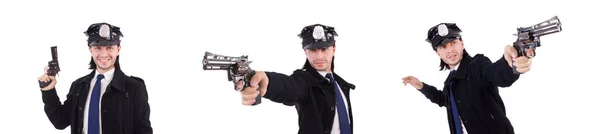 Polisman isolerad på vitt — Stockfoto