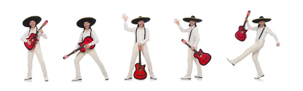 Guitarrista mexicano aislado en blanco — Foto de Stock